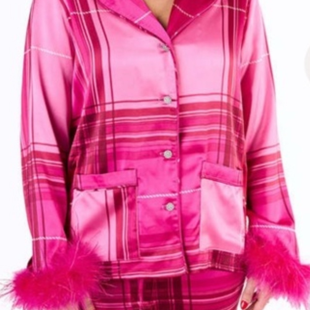 Buddy Love pink plaid pajamas with rhinestone buttons